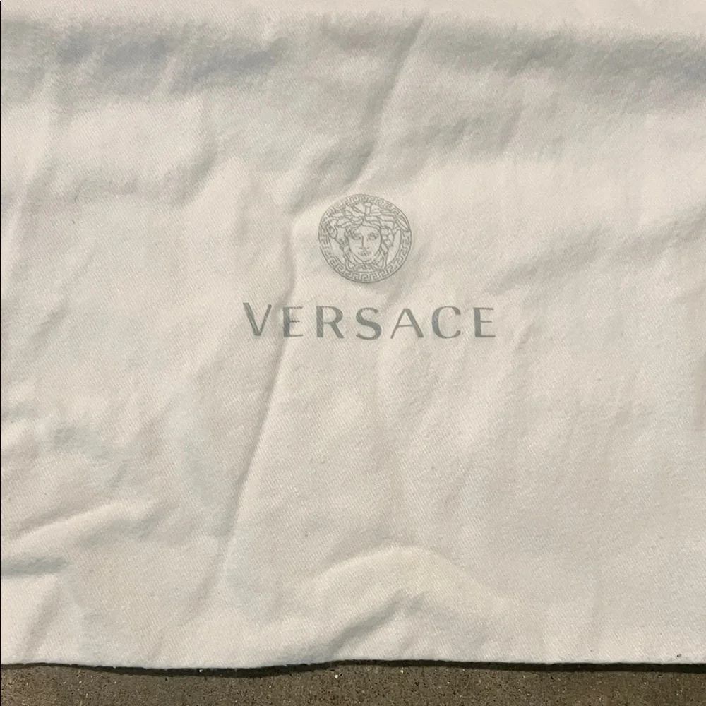 Authentic Versace White Logo Drawstring Pouch
